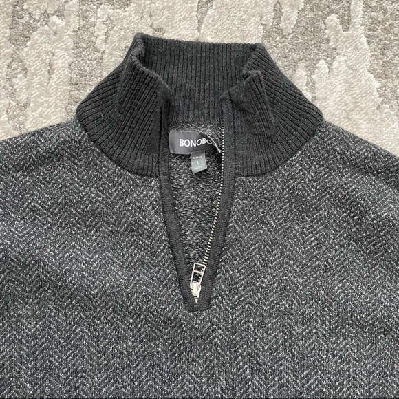 Bonobos Gray Quarter Zip, large - Picture 2 of 4